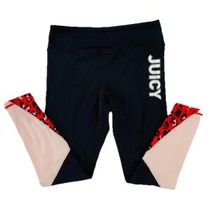 JUICY COUTURE SPORT YOGA PANT Track Legging BLACK HYPER CHEETAH Red Neon Multi S
